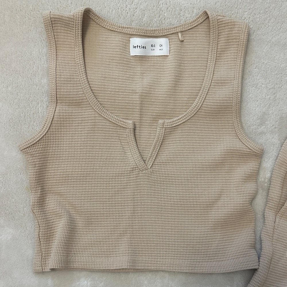 Lefties Beige Ribbed Tank & Shorts Set - Picture 5 of 7